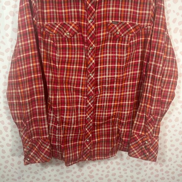 Columbia Shirt Women's XL Plaid Pearl Snap Western Romance Country Cow Girl - Picture 7 of 11